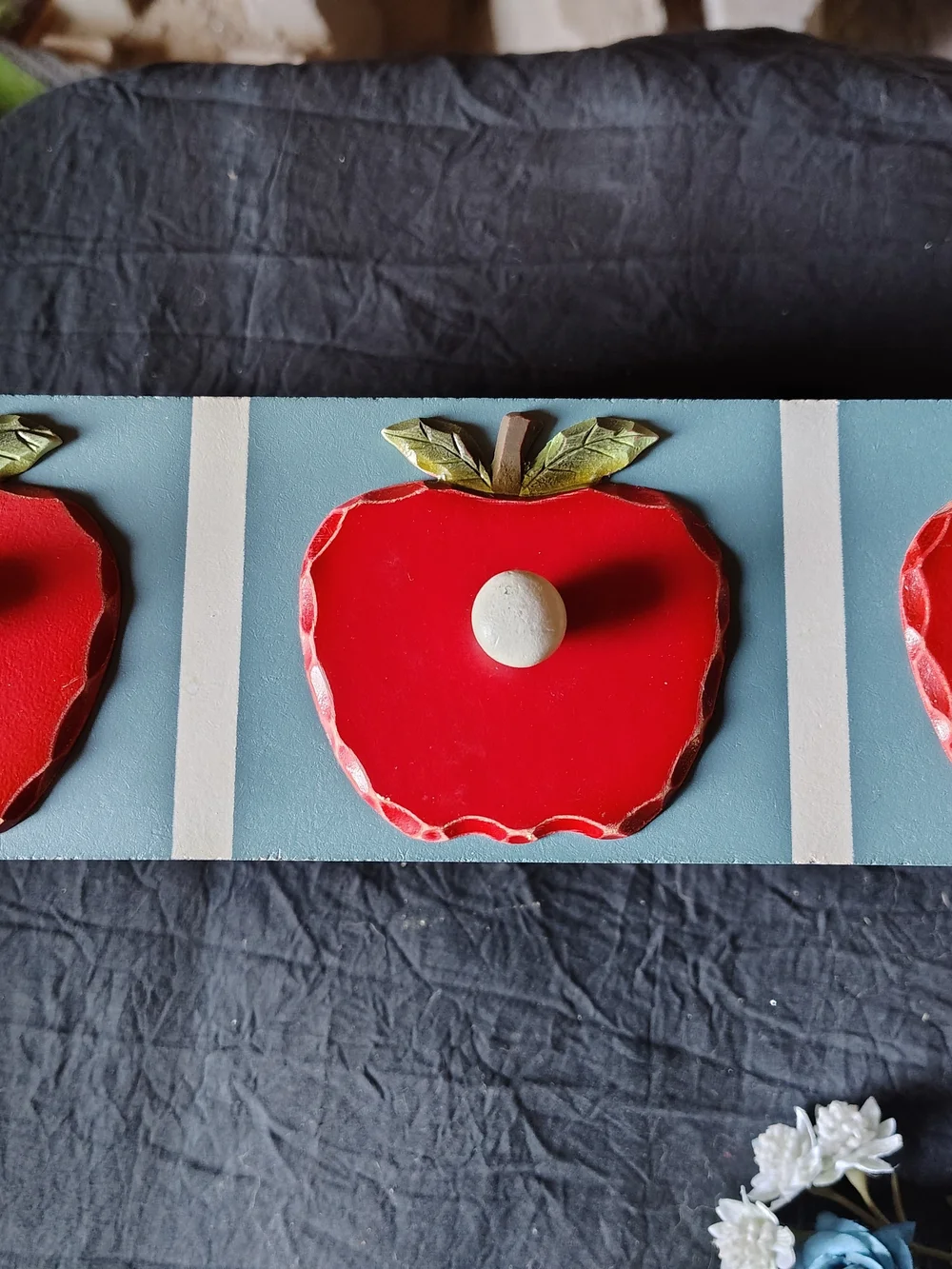 Bundle-Rustic Red Apple Wall Hook- And Apple Decorative 